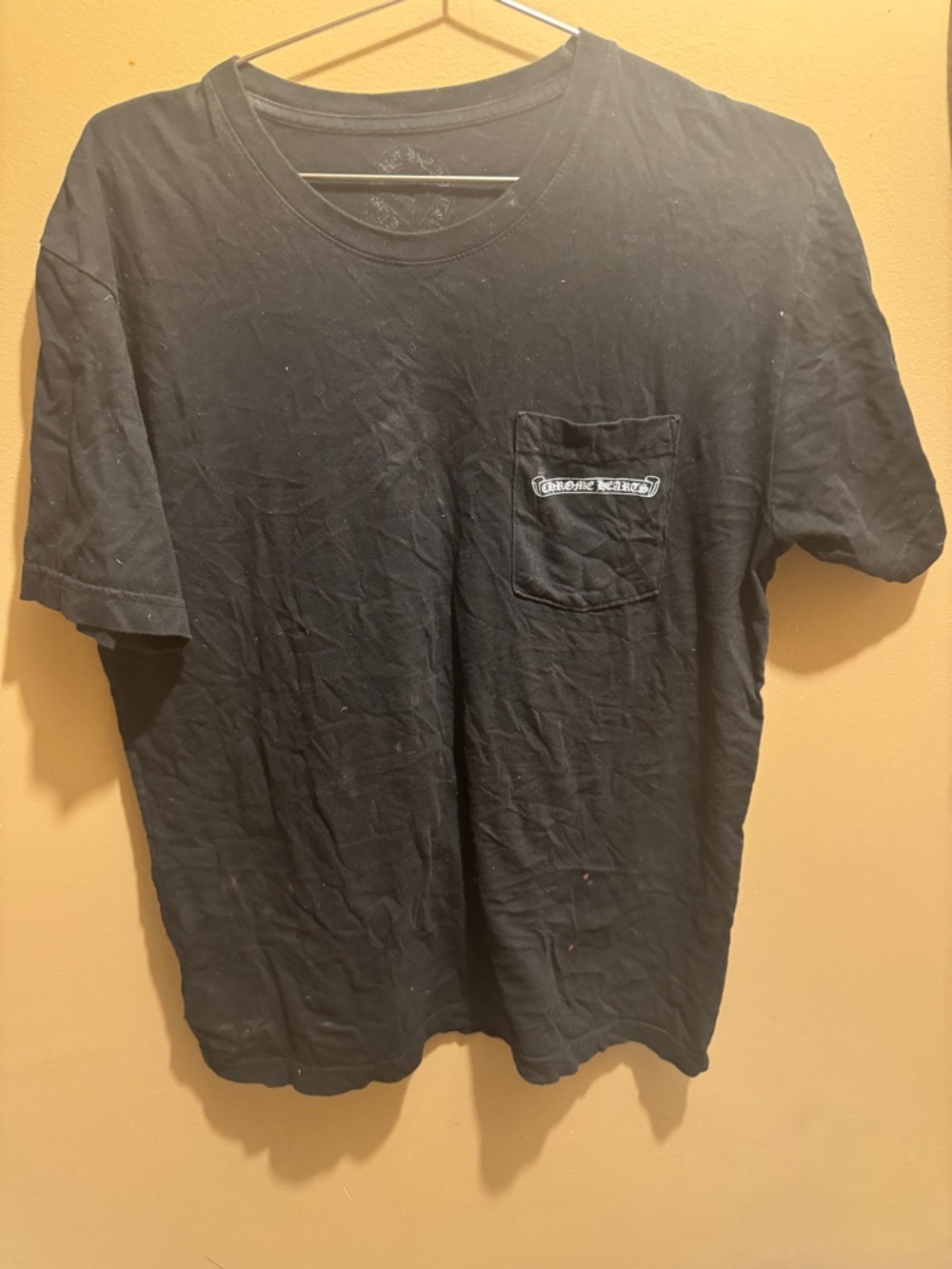 Chrome Hearts Black Short Sleeve Pocket Tee with Chest Logo